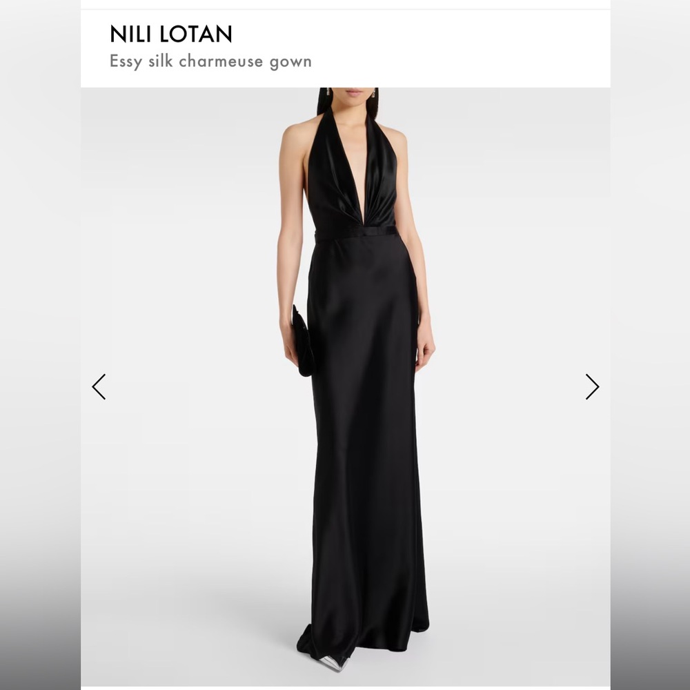Nili Lotan Black Silk Backless Gown
